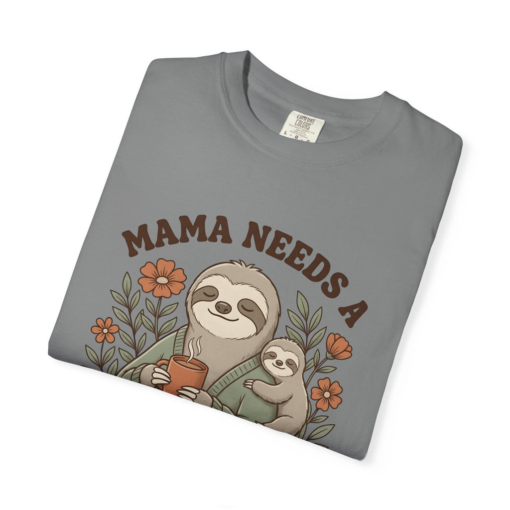 Sloth Mother Moms Espresso Gift Kawaii Sloth Mom Enthusiast Cute Coffee Sketch Blossoms T-Shirt