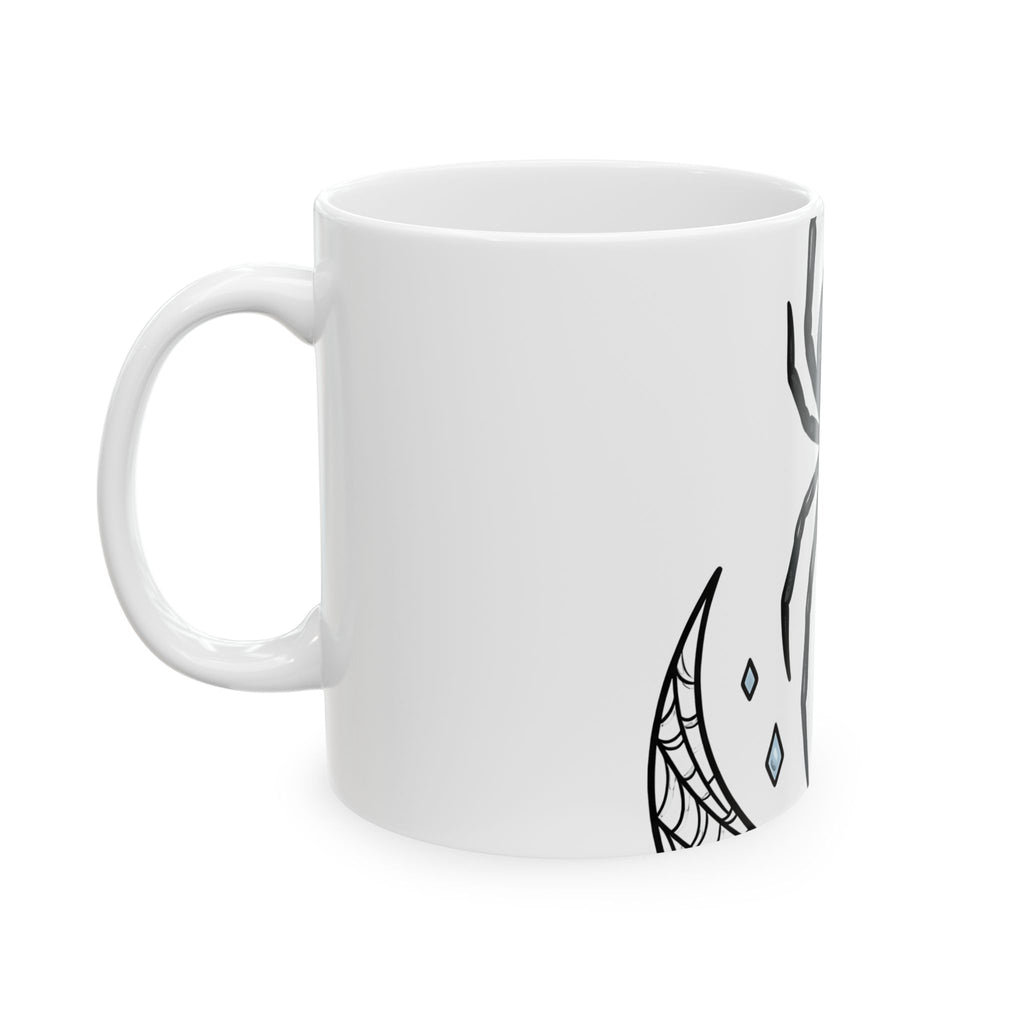 Black Spider Mug Halloween Mysticism Gift Women Horror Mug Tarantula Mug Halloween Fan Spooky Mug Occult Graphic Sketch Crescent