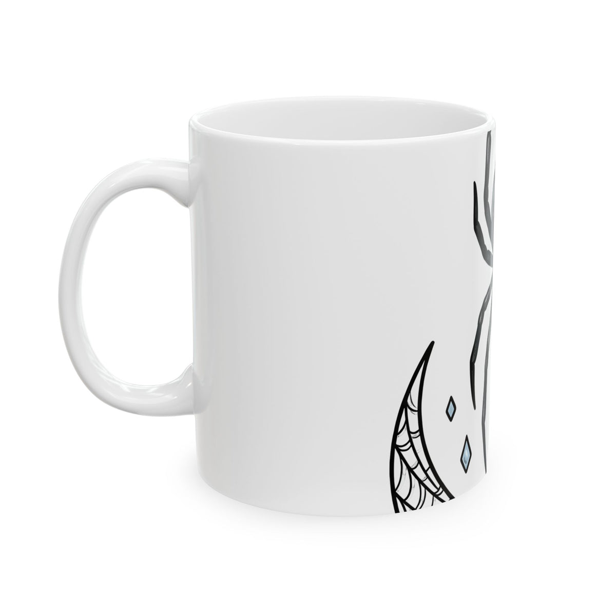 Black Spider Mug Halloween Mysticism Gift Women Horror Mug Tarantula Mug Halloween Fan Spooky Mug Occult Graphic Sketch Crescent