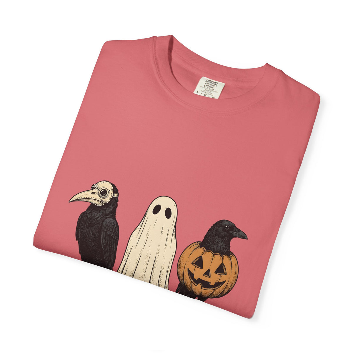 Raven Outfit T-Shirt Halloween Horror Gift Women Retro T-Shirt Crow Outfit T-Shirt Horror Fan Creepy Graphic T-Shirt Sketch Jack-O-Lantern T-Shirt