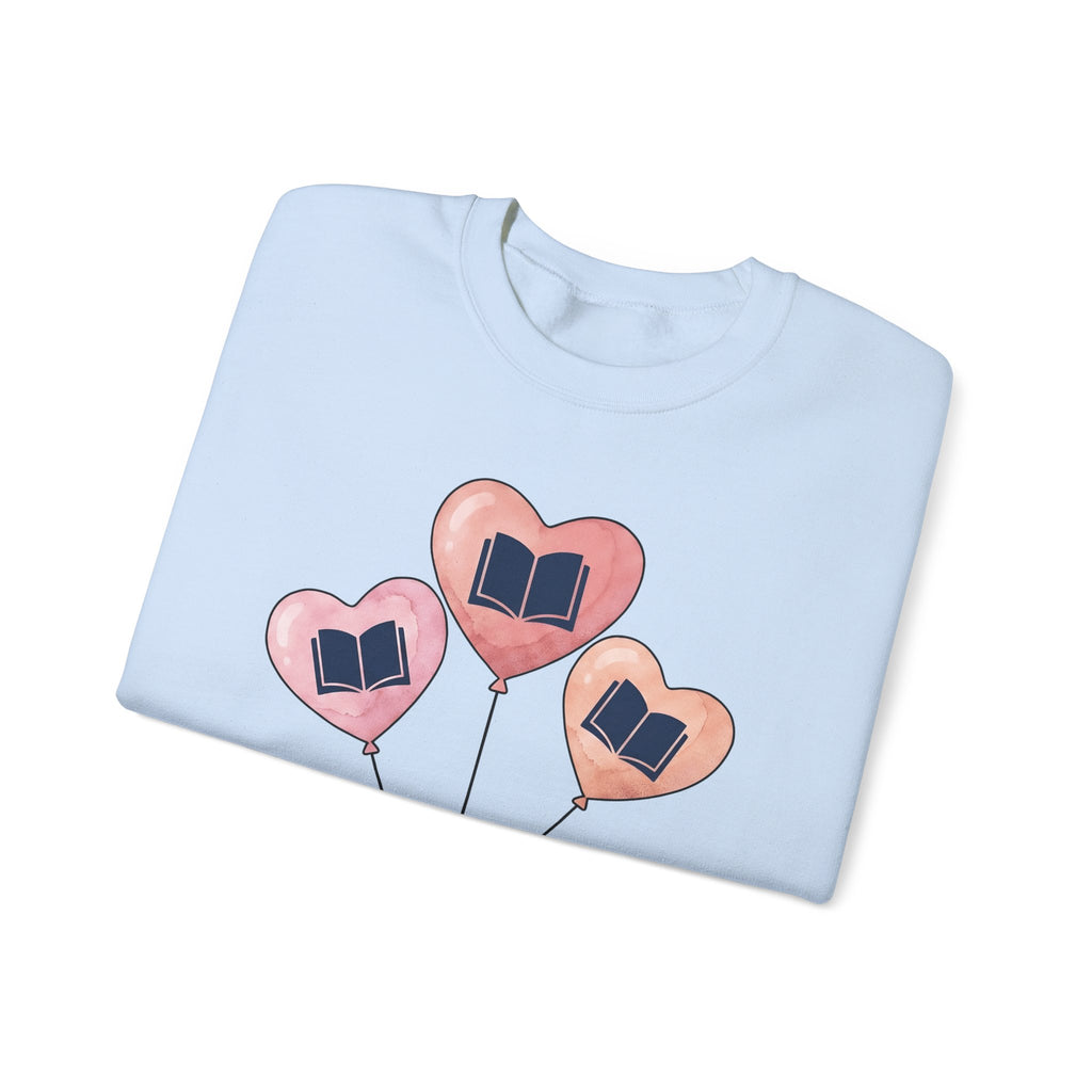 Love Balloon Sweatshirt Cute Books Gift Women Paint Sweatshirt Balloon Sweatshirt Adorable Fan Artistic Sweatshirt Literary Graphic Sketch Novel Sweatshirt