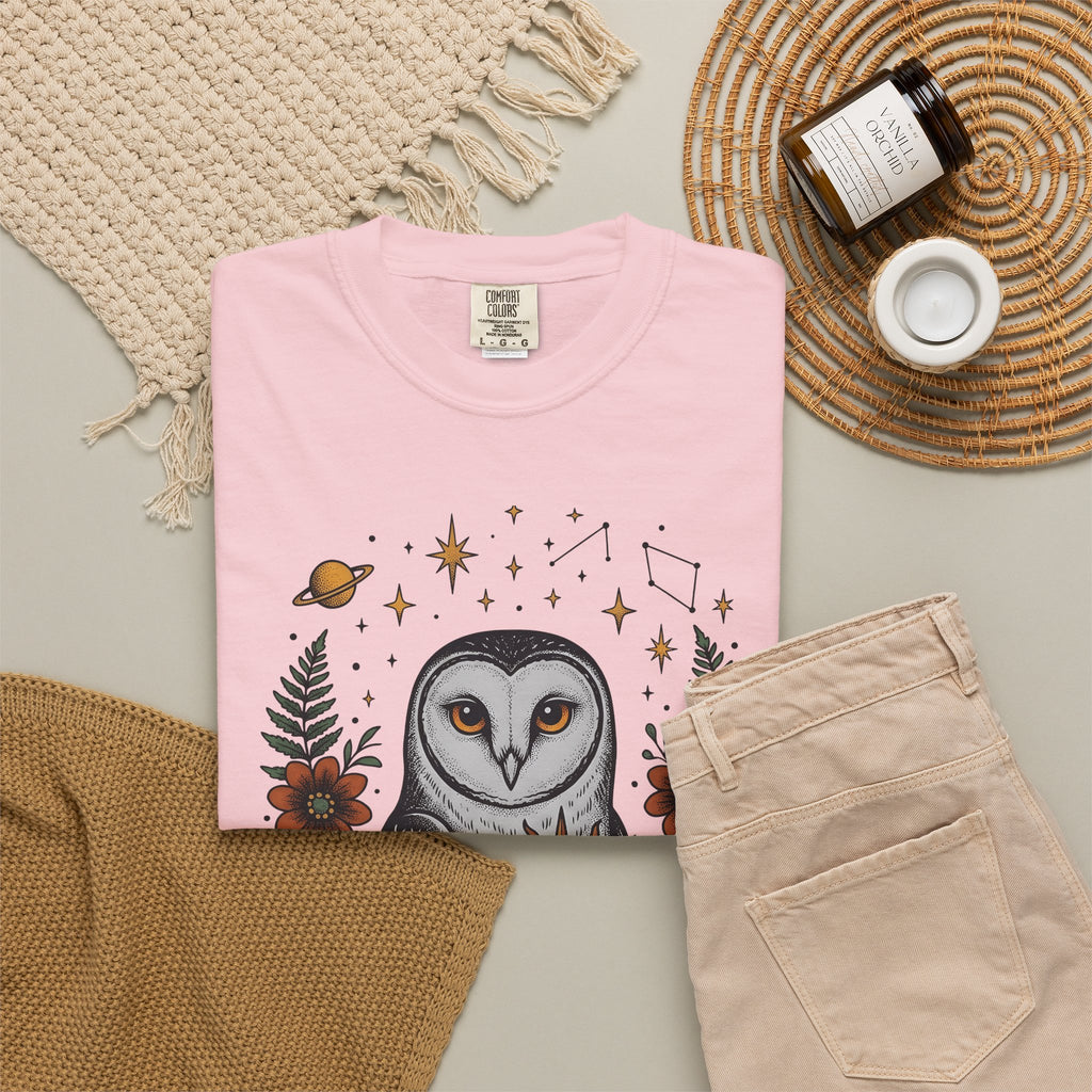 Owl Sun Boho Chic Nature Gift Boho Hoot Bohemian Fan Hippie Environmental Vintage Floral T-Shirt