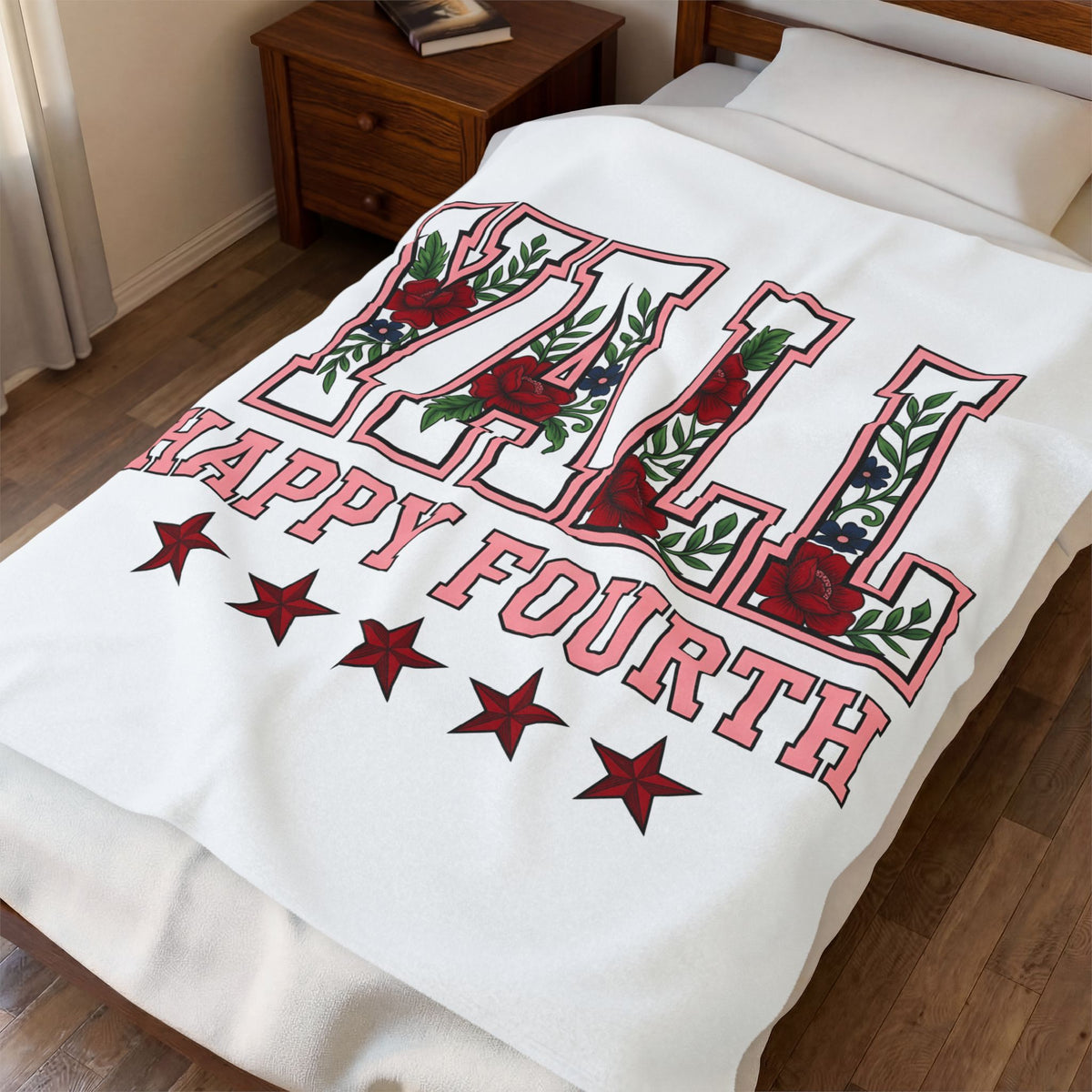 Bloom Varsity Initials Blanket 4th Of July Independence Gift Women Heavy Blanket Varsity Jacket Blanket Patriotic Fan Grunge Blanket Freedom