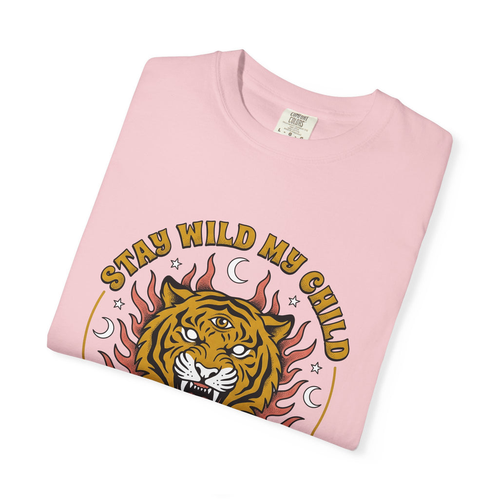 Tiger Head T-Shirt Boho Chic Animal Gift Women Psychedelic T-Shirt Tiger T-Shirt Hippie Fan Tribal Graphic Vintage Rose T-Shirt