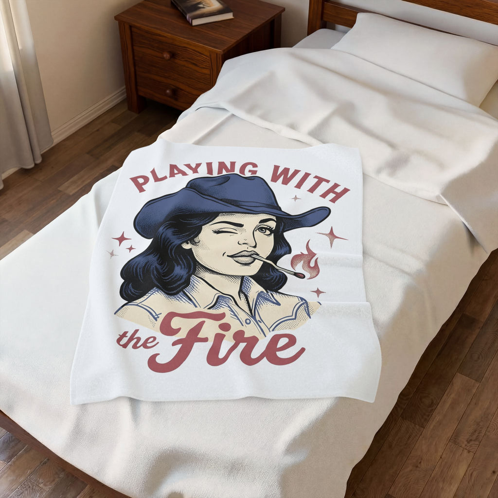 Cowgirl Portrait Cowgirl Western Gift Vintage Cowboy Rodeo Fan Rustic Retro Matchstick Blanket