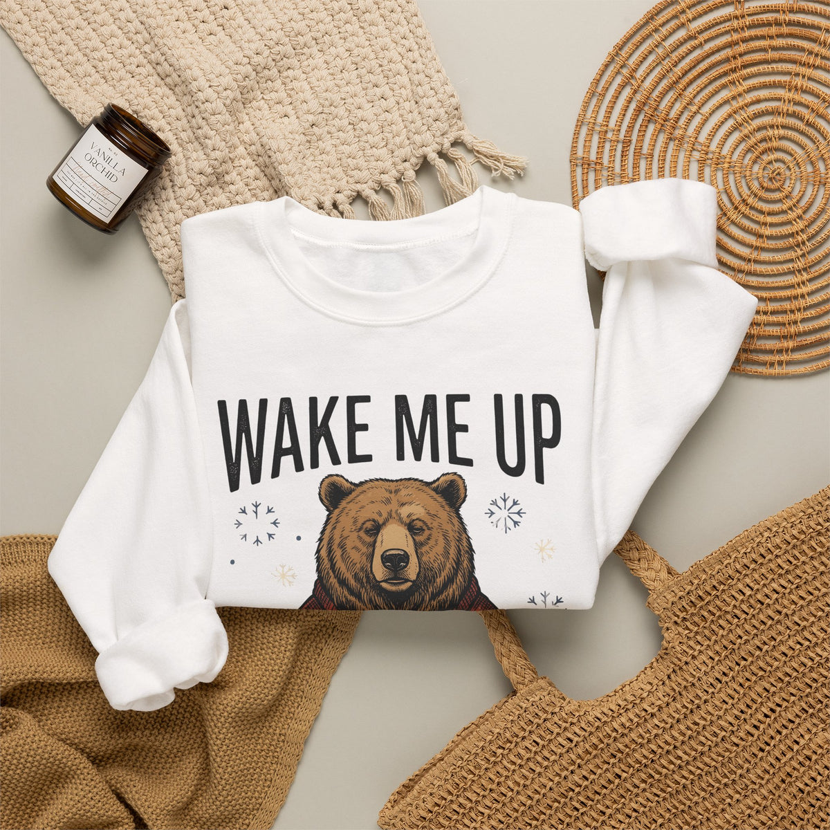 Bear Knitwear Sweatshirt Christmas Cold Gift Women Cabin Sweatshirt Teddy Sweatshirt Xmas Fan Rustic Sweatshirt Frosty Graphic Outline Winter Snow Sweatshirt