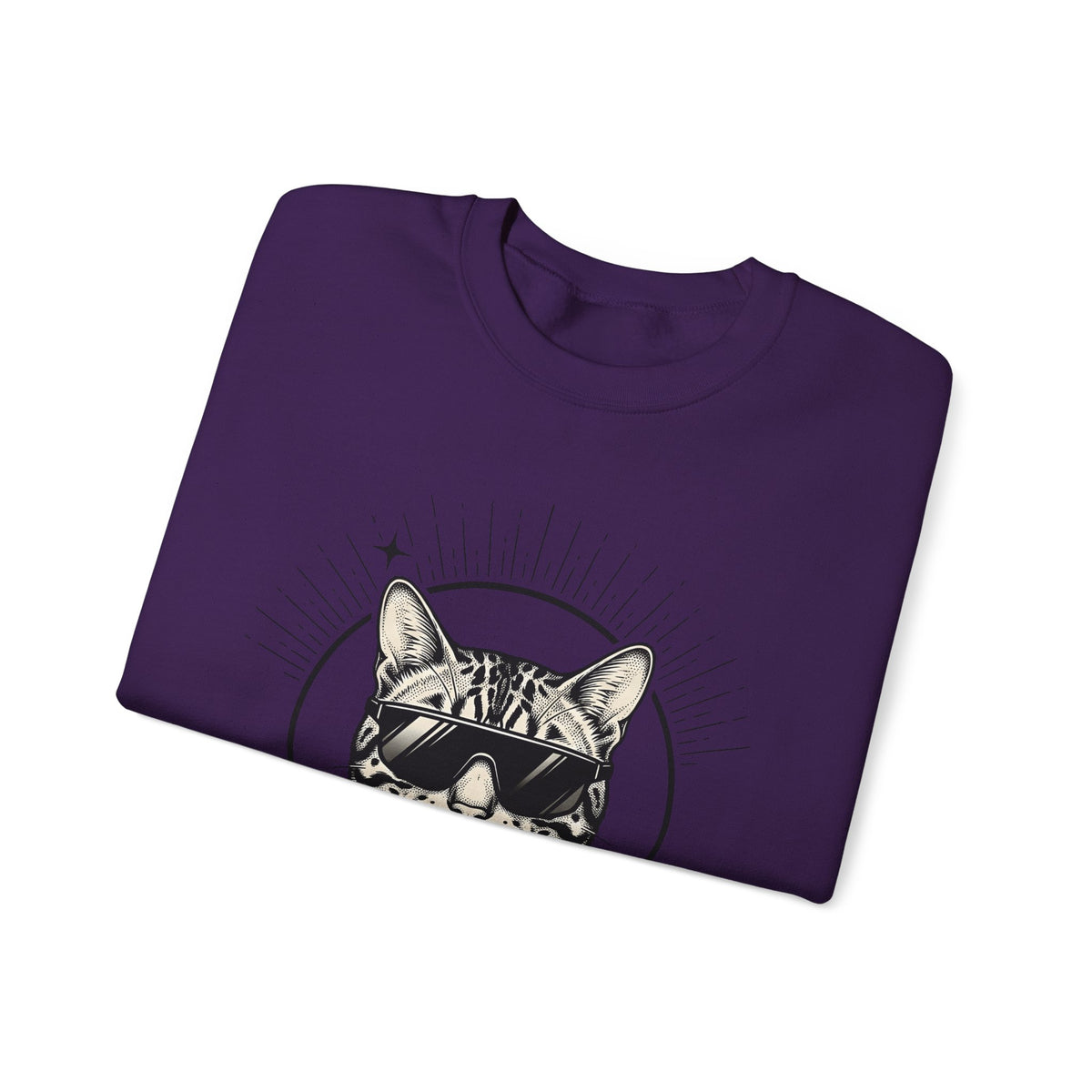 Stylish Cat Sweatshirt Cat Joke Gift Women Illustrative Sweatshirt Kitty Sweatshirt Feline Fan Catty Graphic Old School Cool Glasses Sweatshirt