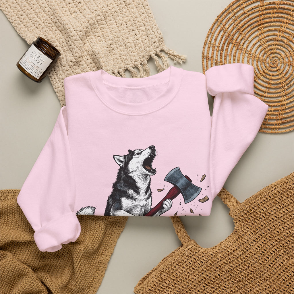 Wolf Dog Sweatshirt Dog Funny Gift Women Line Art Sweatshirt Wolfdog Sweatshirt Dog Fan Illustrated Graphic Sweatshirt Hand Drawn Splitting Axe Sweatshirt