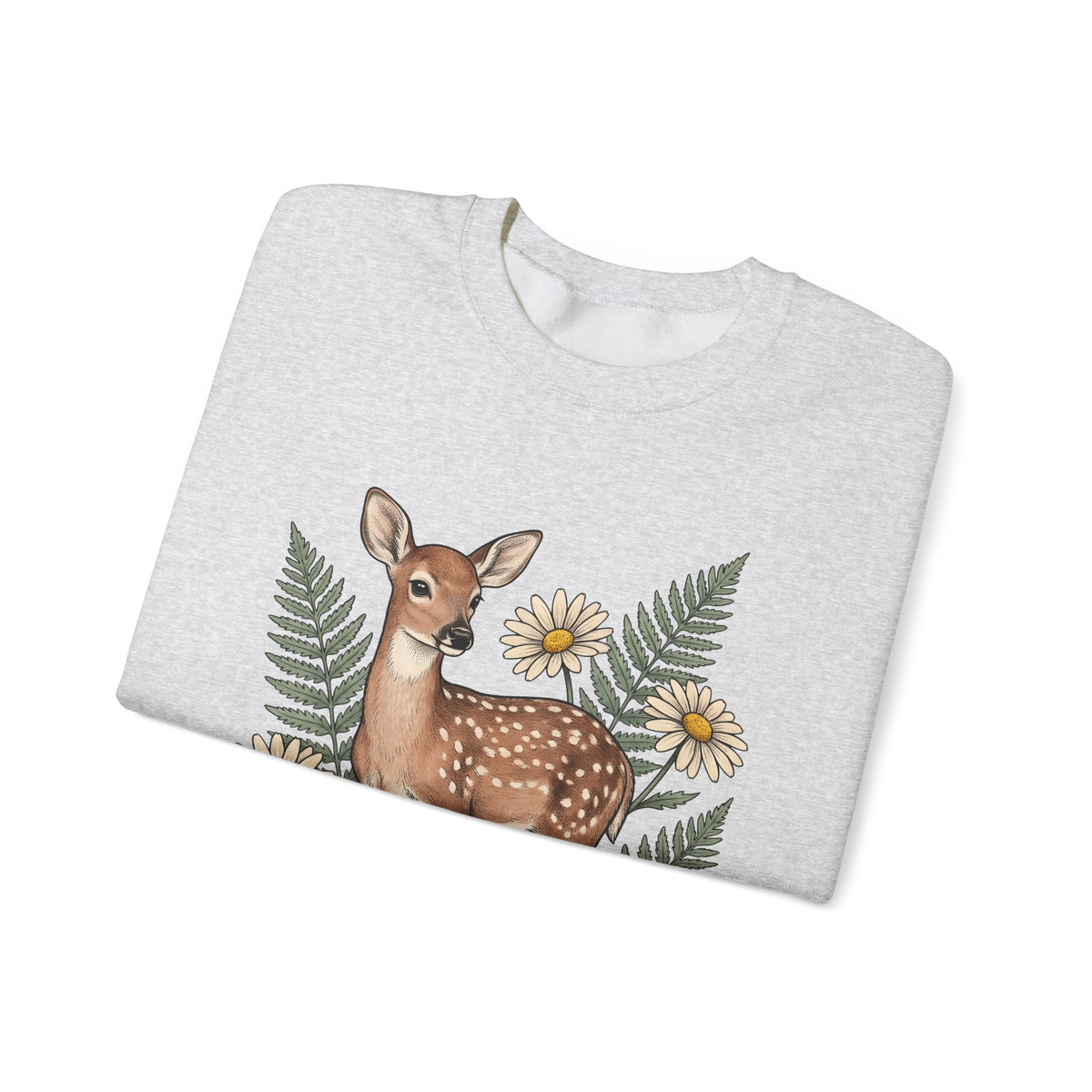 Deer Illustration Sweatshirt Boho Chic Outdoor Gift Women Floral Sweatshirt Fawn Sweatshirt Bohemian Fan Botanical Sweatshirt Wilderness Graphic Retro Flower
