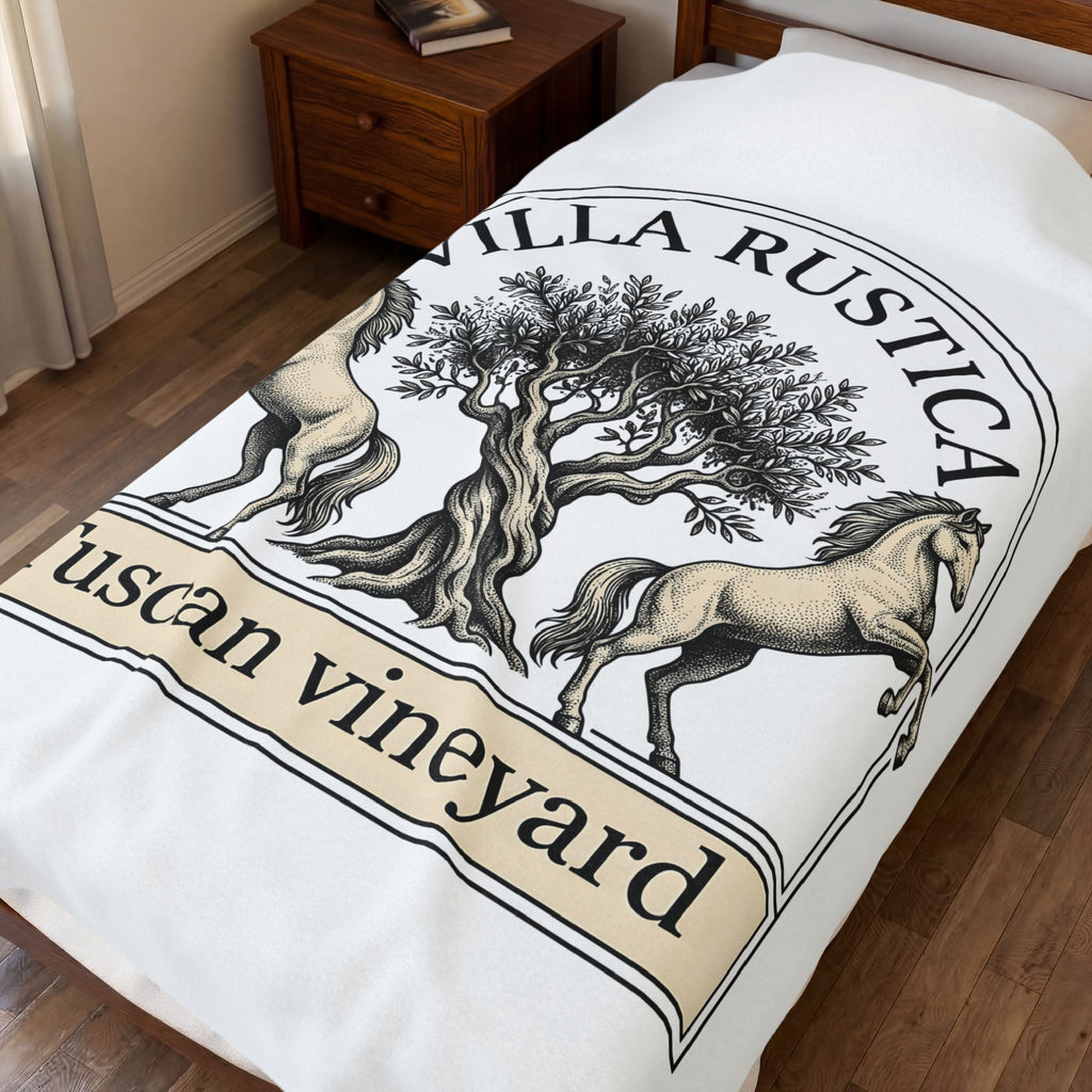 Horse Tree Blanket Vineyard Equestrian Gift Women Vintage Blanket Equine Blanket Winery Enthusiast Retro Blanket Horseback Graphic Hand Drawn Olive