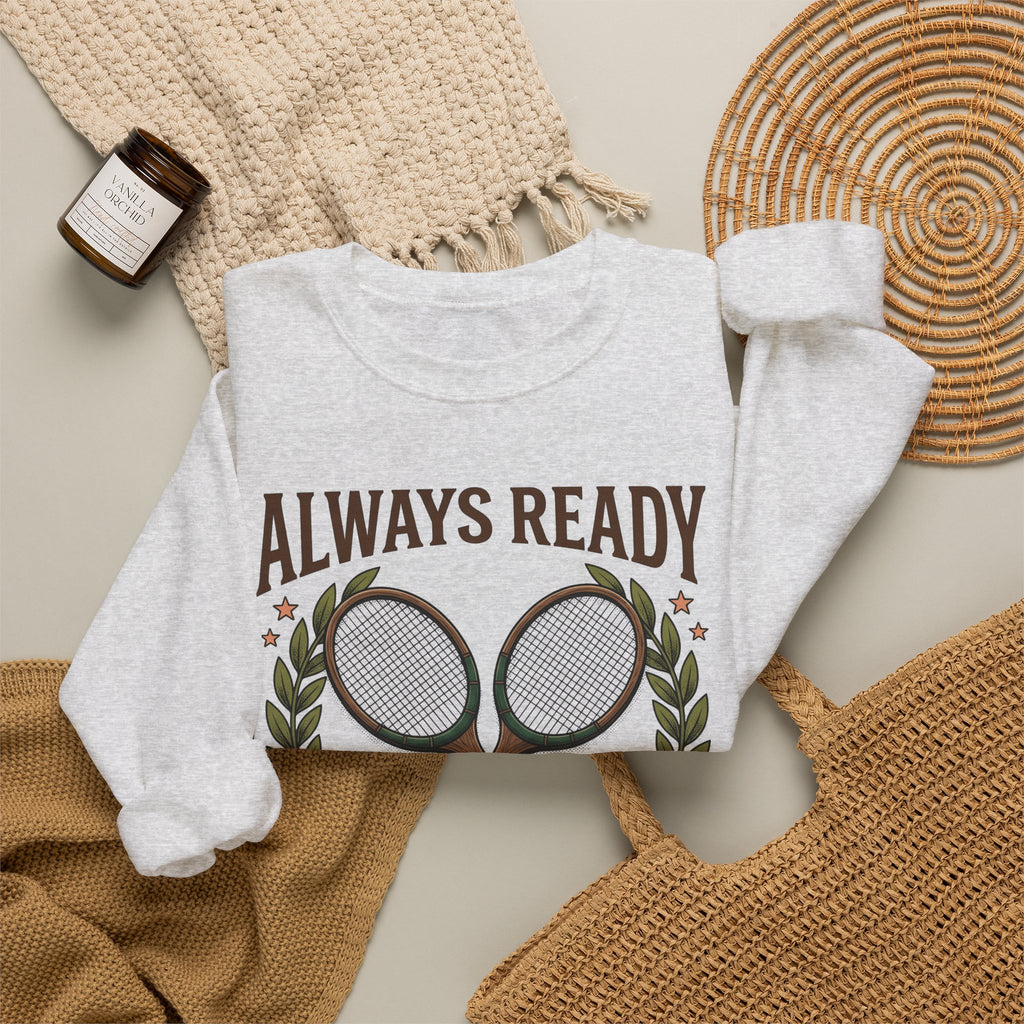 Tennis Rackets Sweatshirt Tennis Fitness Gift Women Vintage Sweatshirt Racket Sweatshirt Tennis Enthusiast Retro Sweatshirt Workout Graphic Hand Drawn Laurel