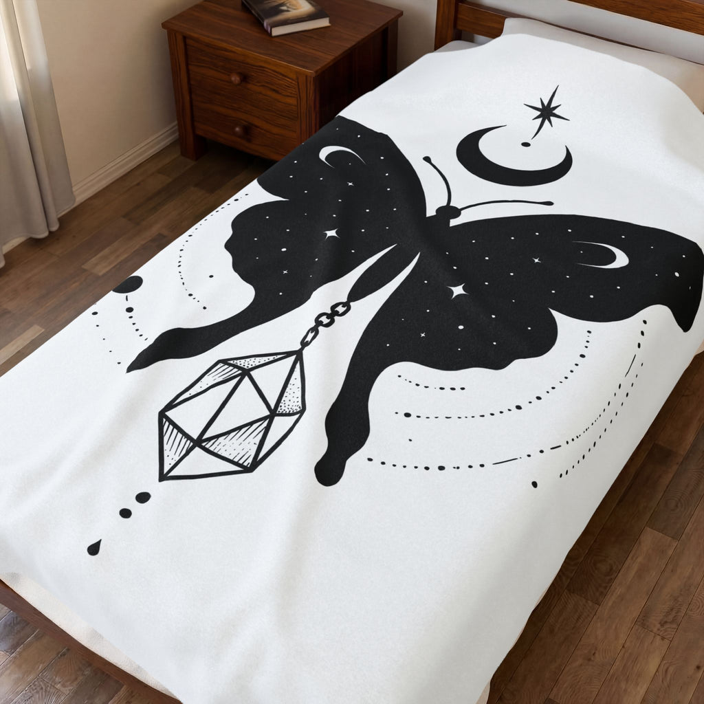 Butterfly Stone Blanket Boho Chic Supernatural Gift Women Mystical Blanket Rock Blanket Bohemian Fan Magical Blanket Occult Graphic Sleek Lunar