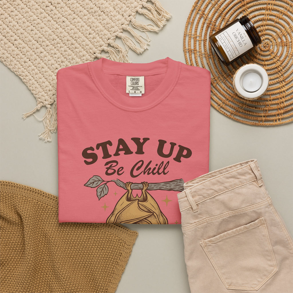 Bat Headset T-Shirt Cute Fauna Gift Women Classic T-Shirt Headphones T-Shirt Adorable Fan Retro T-Shirt Wildlife Graphic Doodle Tree Limb T-Shirt