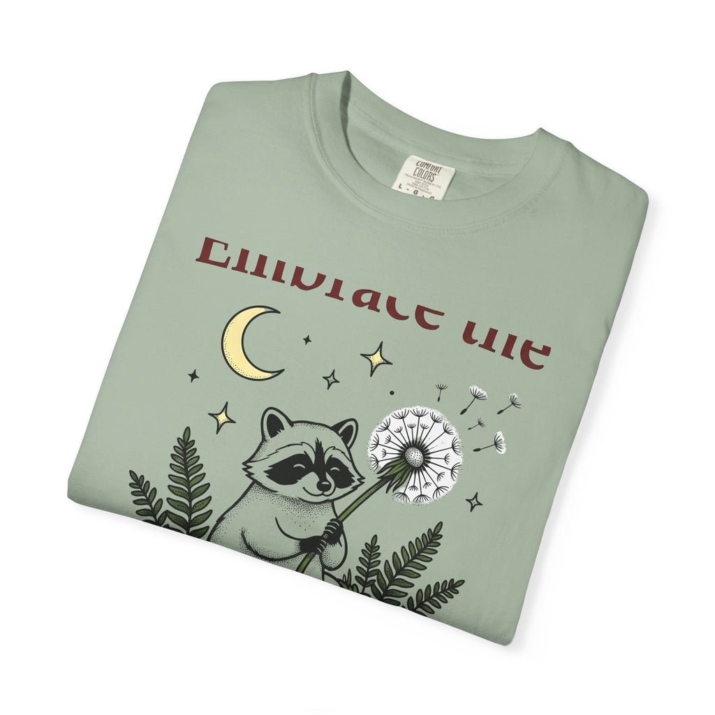 Raccoon Seed T-Shirt Cute Wildlife Gift Women Fanciful T-Shirt Trash Panda T-Shirt Adorable Fan Whimsical T-Shirt Animal Graphic Doodle Lunar
