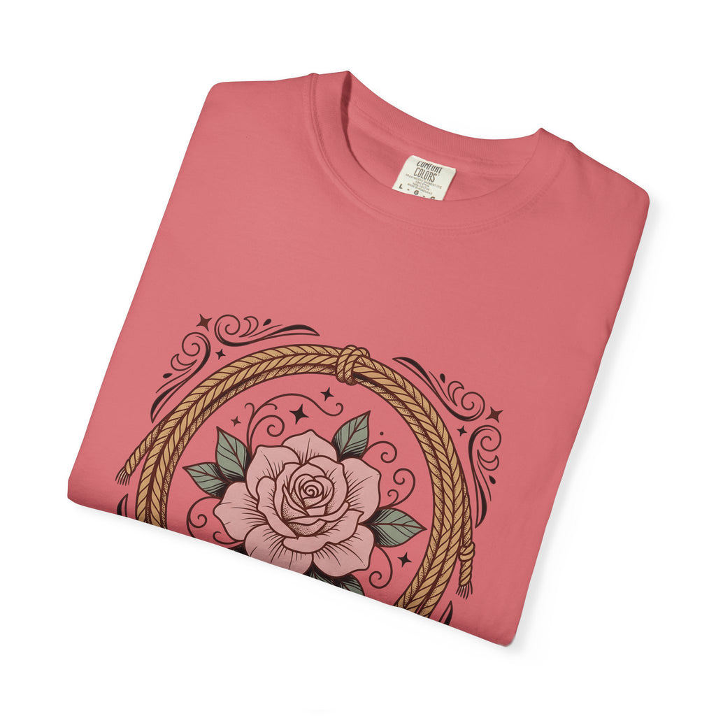 Bloom Rope T-Shirt Cowgirl Garden Gift Women Indie T-Shirt Braided Rope T-Shirt Rodeo Fan Handmade T-Shirt Floral Graphic Classic Twinkles T-Shirt