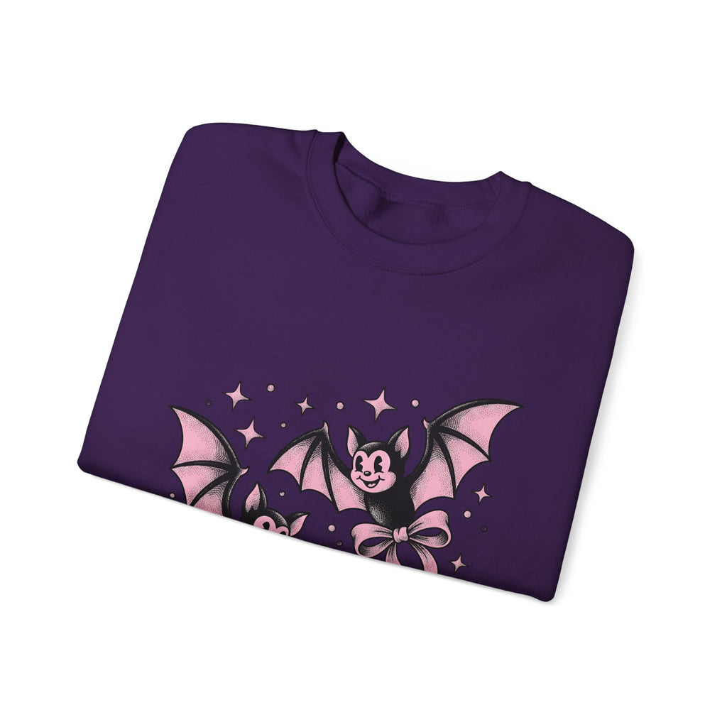 Sweet Bats Sweatshirt Halloween Horror Gift Women Chibi Sweatshirt Flying Fox Sweatshirt Spooky Fan Creepy Sweatshirt Horror Graphic Old School Hair Bows