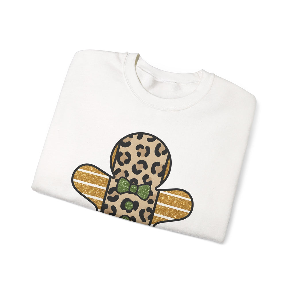 Spotted Gingerbread Animal Xmas Gift Shimmer Gingerbread Man Leopard Fan Glitter Holiday Sweatshirt