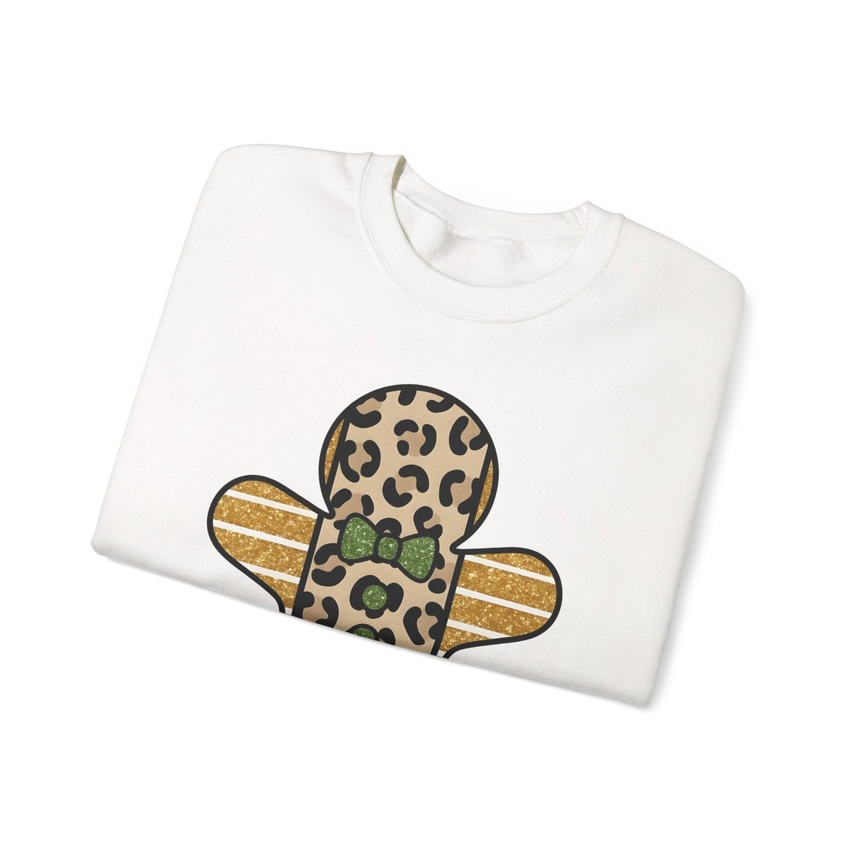 Spotted Gingerbread Animal Xmas Gift Shimmer Gingerbread Man Leopard Fan Glitter Holiday Sweatshirt