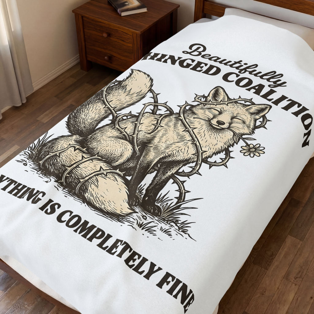 Fox Funny Creatures Gift Classic Fox Humor Fan Vintage Animal Doodle Floral Blanket