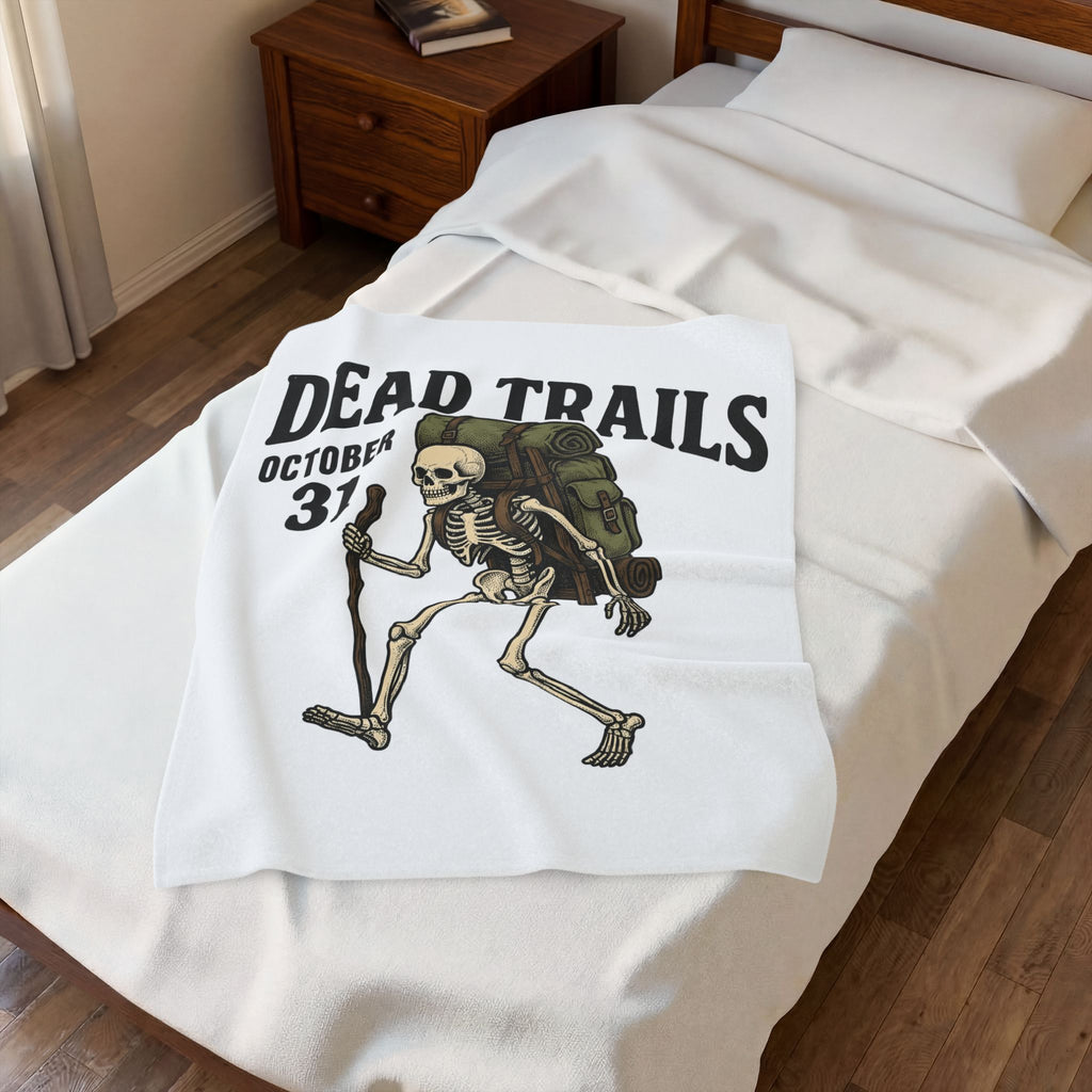 Skull Backpacker Blanket Halloween Outdoors Gift Women Rustic Blanket Backpacker Blanket Horror Fan Spooky Blanket Adventure Graphic Classic