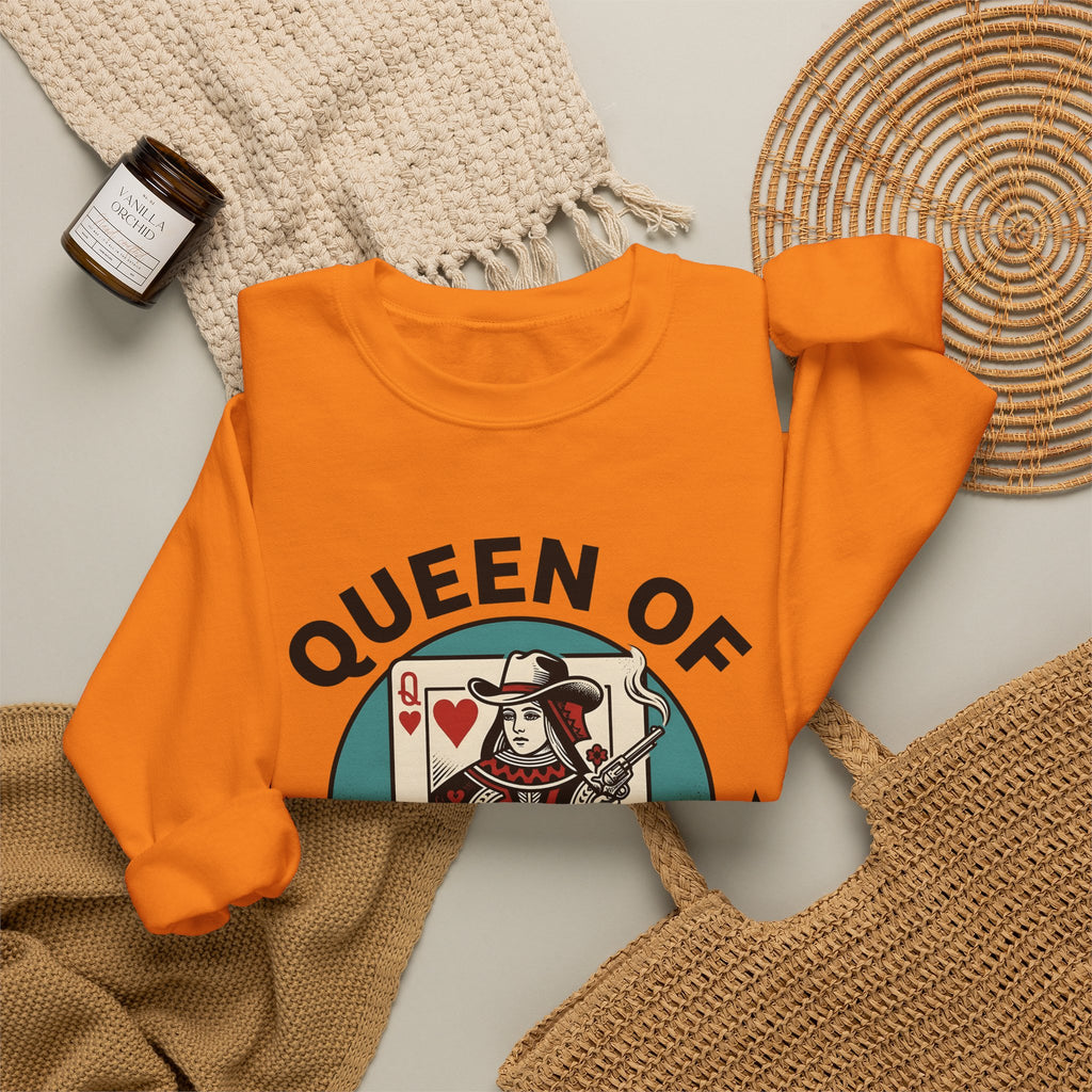 Poker Cowgirl Sweatshirt Cowgirl Rodeo Gift Women Vintage Sweatshirt Gambler Sweatshirt Cowgirl Fan Distressed Graphic Sweatshirt Retro Pistol Sweatshirt