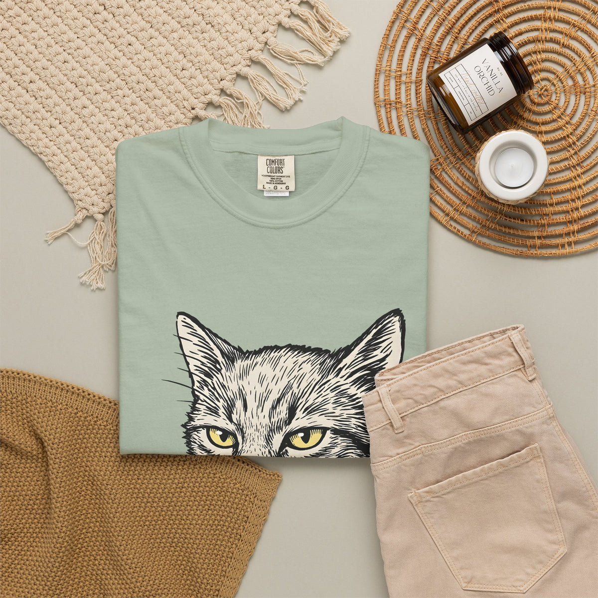 Cat Face T-Shirt Cat Jokes Gift Women Sketch T-Shirt Kitten T-Shirt Feline Fan Drawing Graphic Retro Chewing Gum T-Shirt