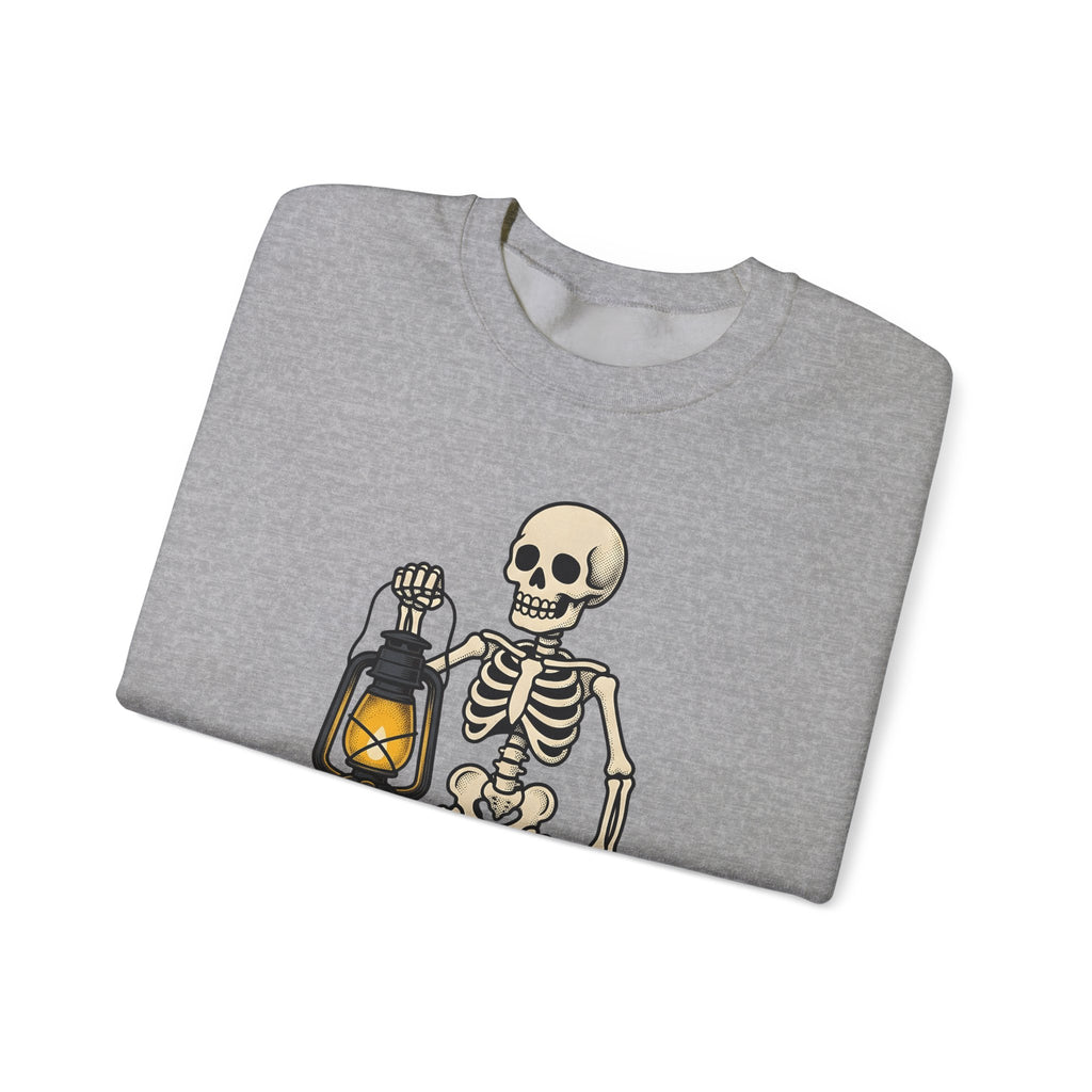 Skeleton Lantern Halloween Spooky Gift Vintage Jack O Lantern Horror Fan Creepy Hand Drawn Sweatshirt