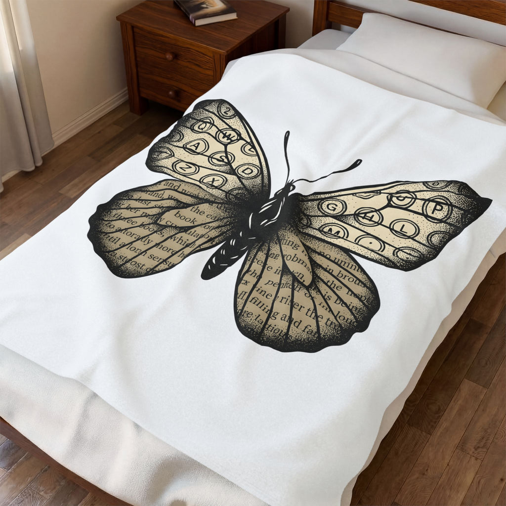 Butterfly Design Blanket Moms Environment Gift Women Sketch Blanket Butterfly Blanket Motherhood Fan Illustration Graphic Cartoon Keyboard Keys