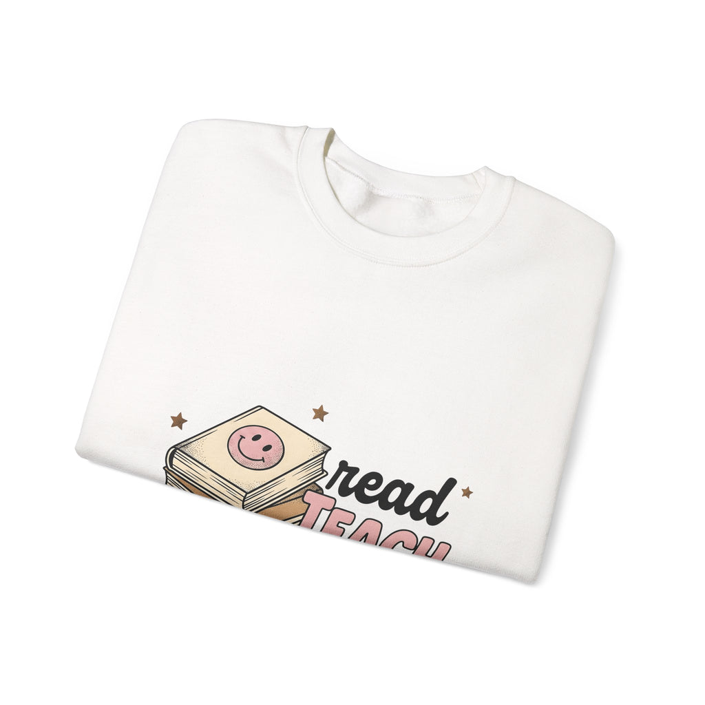 Stacked Books Teachers Reading Gift Cartoon Book Pile Educator Enthusiast Comic Literacy Retro Sweatshirt