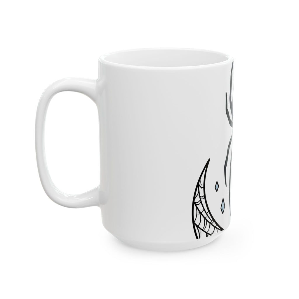 Black Spider Mug Halloween Mysticism Gift Women Horror Mug Tarantula Mug Halloween Fan Spooky Mug Occult Graphic Sketch Crescent
