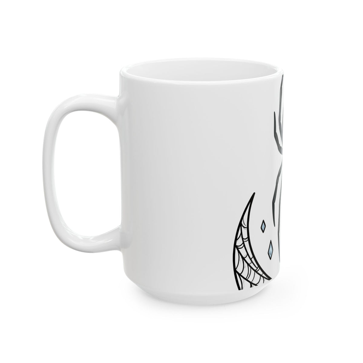 Black Spider Mug Halloween Mysticism Gift Women Horror Mug Tarantula Mug Halloween Fan Spooky Mug Occult Graphic Sketch Crescent
