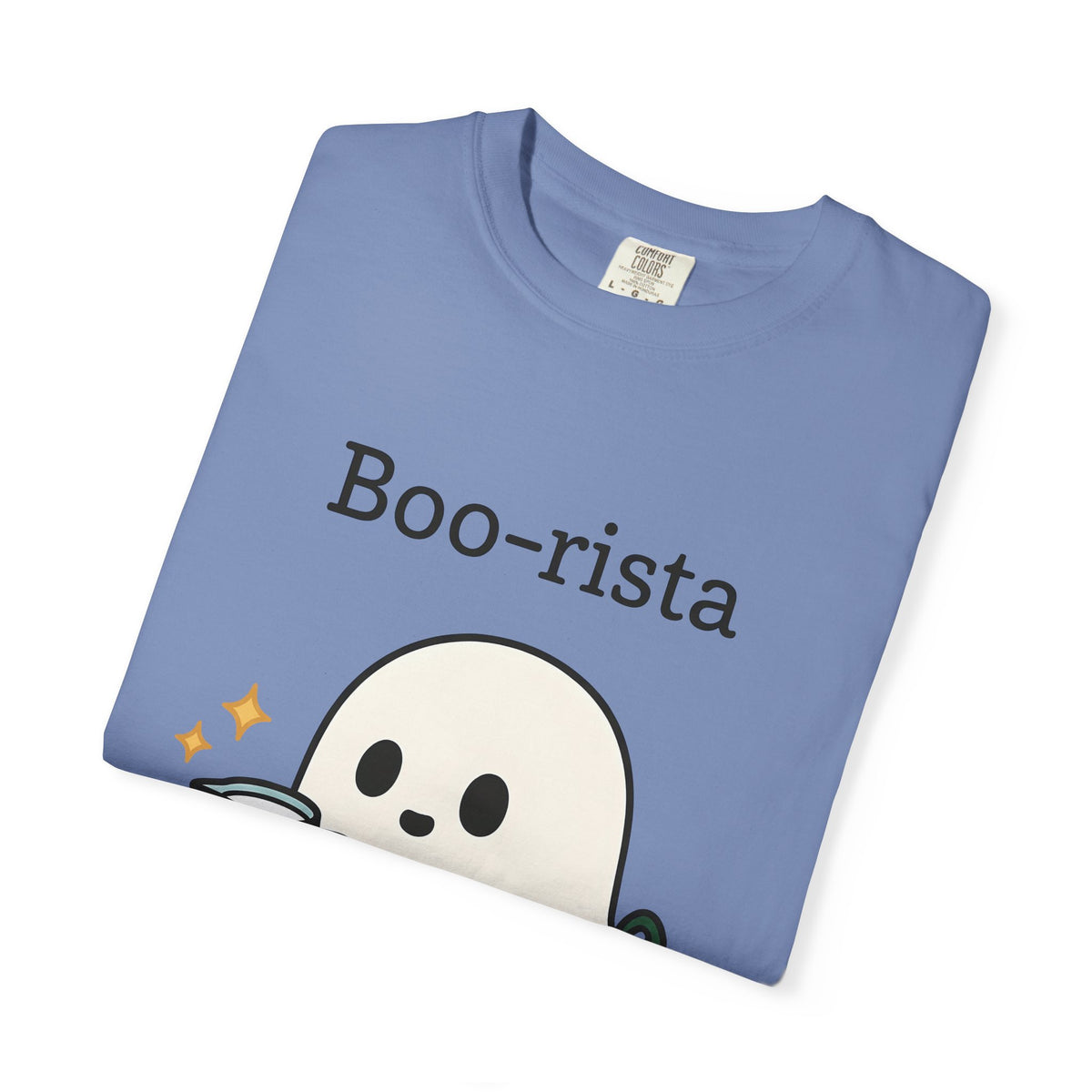Ghost Barista T-Shirt Coffee Halloween Gift Women Cute T-Shirt Specter T-Shirt Coffee Fan Kawaii T-Shirt Spooky Graphic Cartoon Coffee T-Shirt T-Shirt