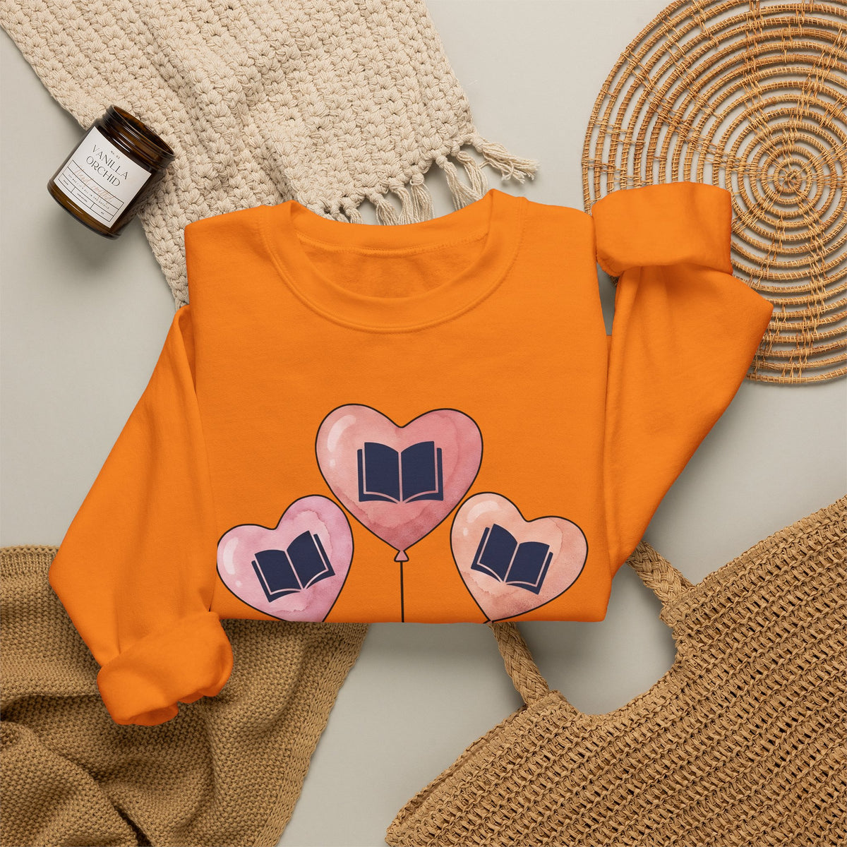 Love Balloon Sweatshirt Cute Books Gift Women Paint Sweatshirt Balloon Sweatshirt Adorable Fan Artistic Sweatshirt Literary Graphic Sketch Novel Sweatshirt