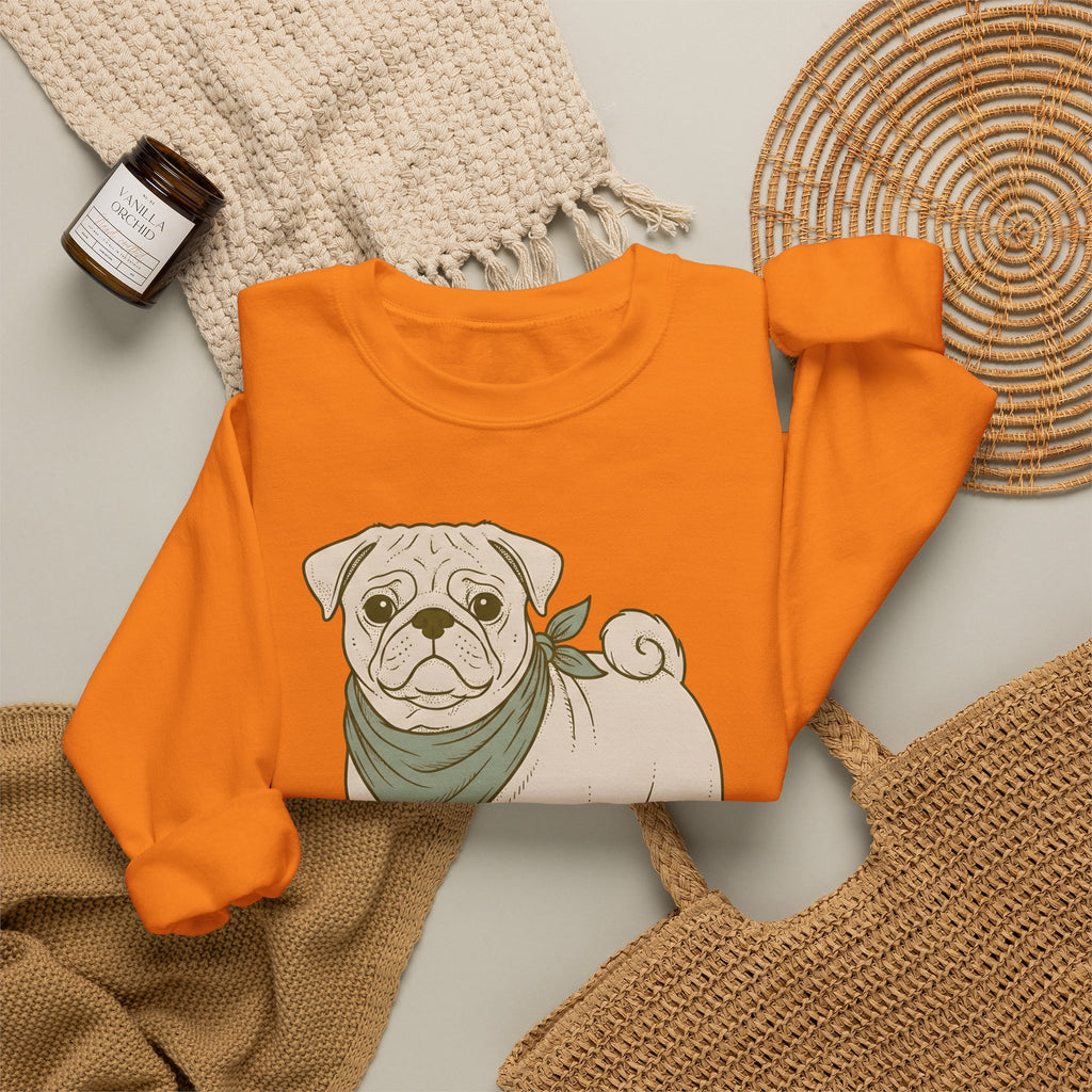 Pug Dog Sweatshirt Dog Pets Gift Women Hand Drawn Sweatshirt Puggle Sweatshirt Dog Fan Mop Dog Graphic Pet Design Illustration Minimalist Bandana Sweatshirt