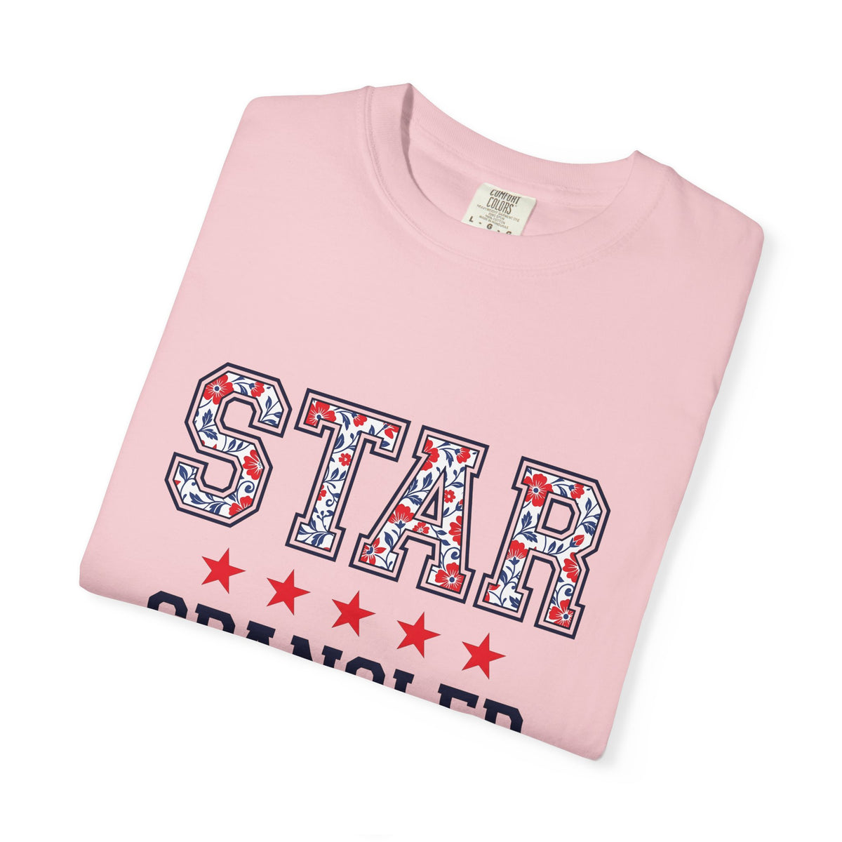 Floral Varsity Letters T-Shirt 4th Of July Summer Gift Women Patriotic T-Shirt Letterman T-Shirt Independence Fan American T-Shirt Seasonal Graphic