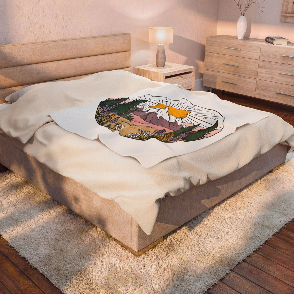 Mountain Scenery Blanket Nature Camping Gift Women Rustic Blanket Landscape Blanket Outdoors Enthusiast Distressed Blanket Outdoor Graphic Vintage