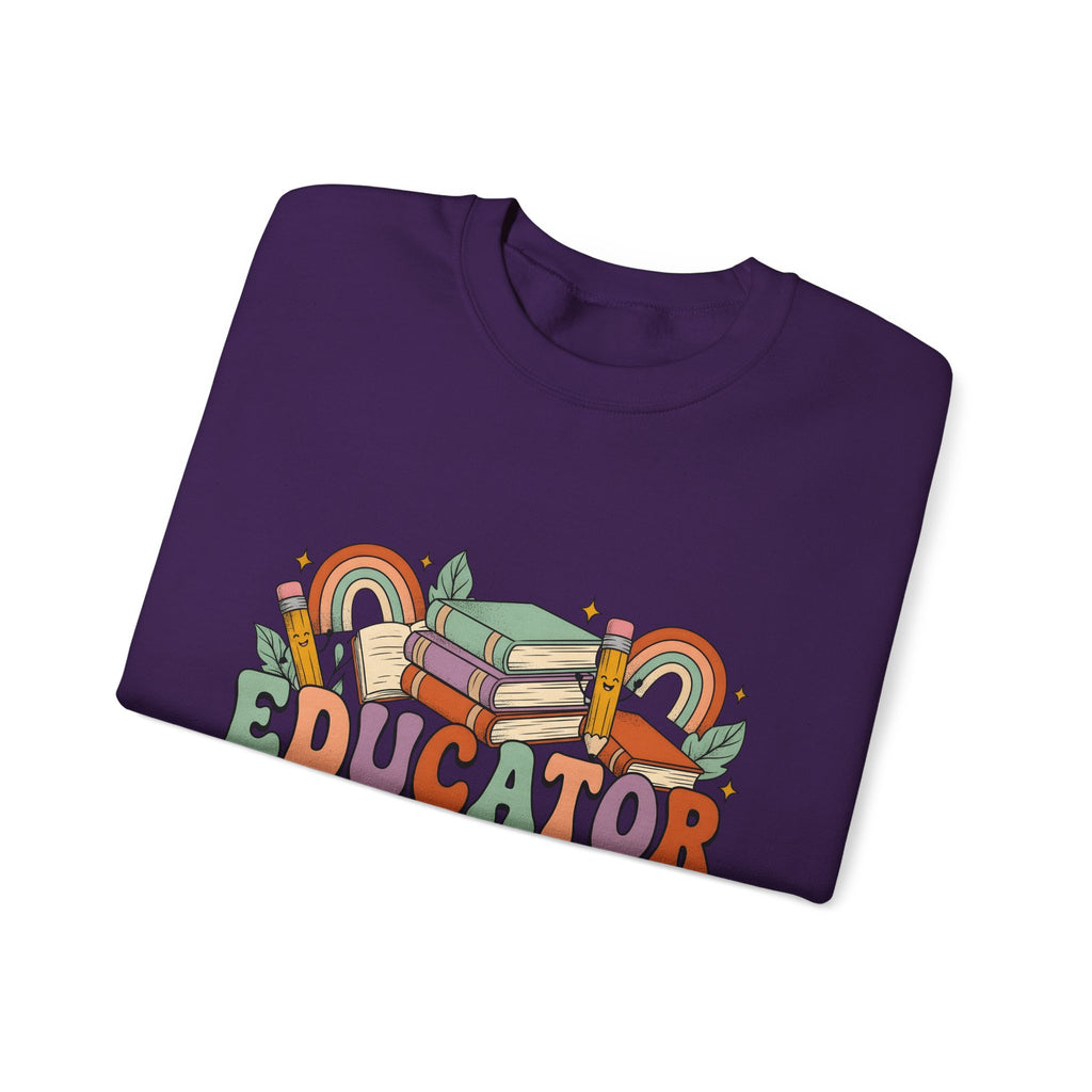 Books Pencils Sweatshirt Teacher School Gift Women Cartoon Sweatshirt Stationery Sweatshirt Educator Enthusiast Comic Sweatshirt Classroom Graphic Retro
