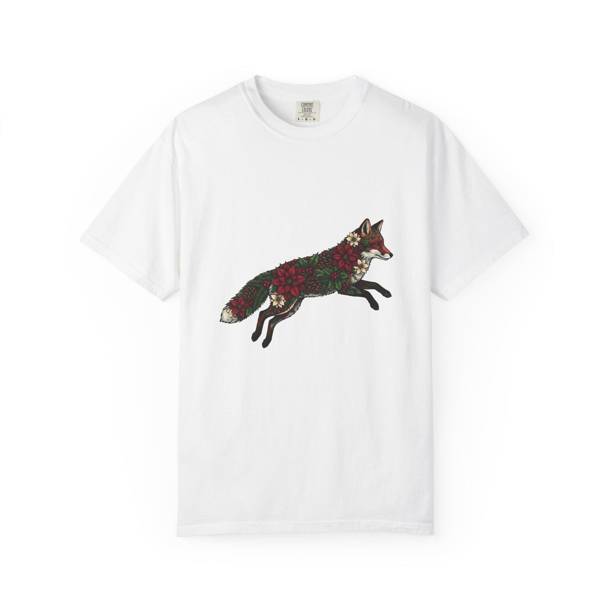 Fox Flower Holiday Winter Gift Floral Flower Christmas Fan Floral Snowflake Retro Pine Cone T-Shirt