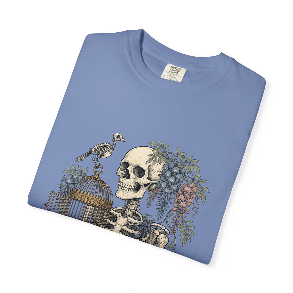 Bone Bloom T-Shirt Halloween Dark Art Gift Women Rustic T-Shirt Skeleton T-Shirt Horror Fan Gothic T-Shirt Macabre Graphic Doodle Aviary T-Shirt