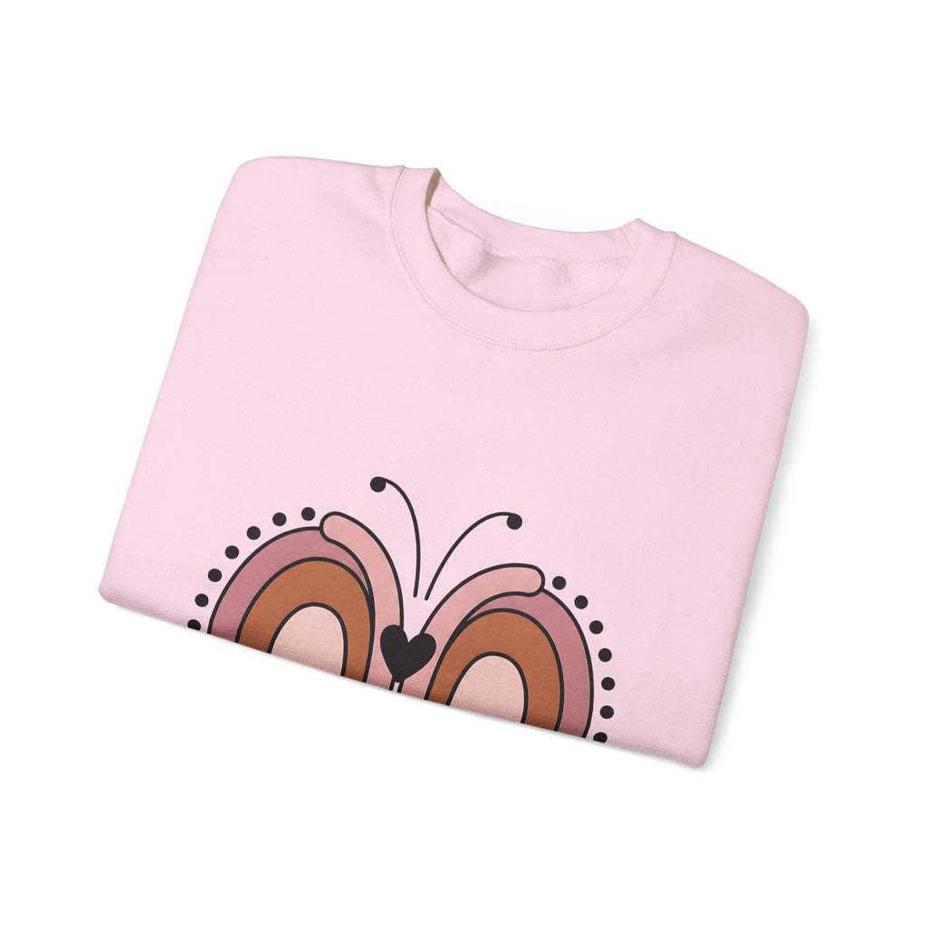 Rainbow Butterfly Sweatshirt Moms Family Gift Women Boho Sweatshirt Butterfly Sweatshirt Motherhood Enthusiast Hippie Sweatshirt Clan Graphic Minimalist Heart