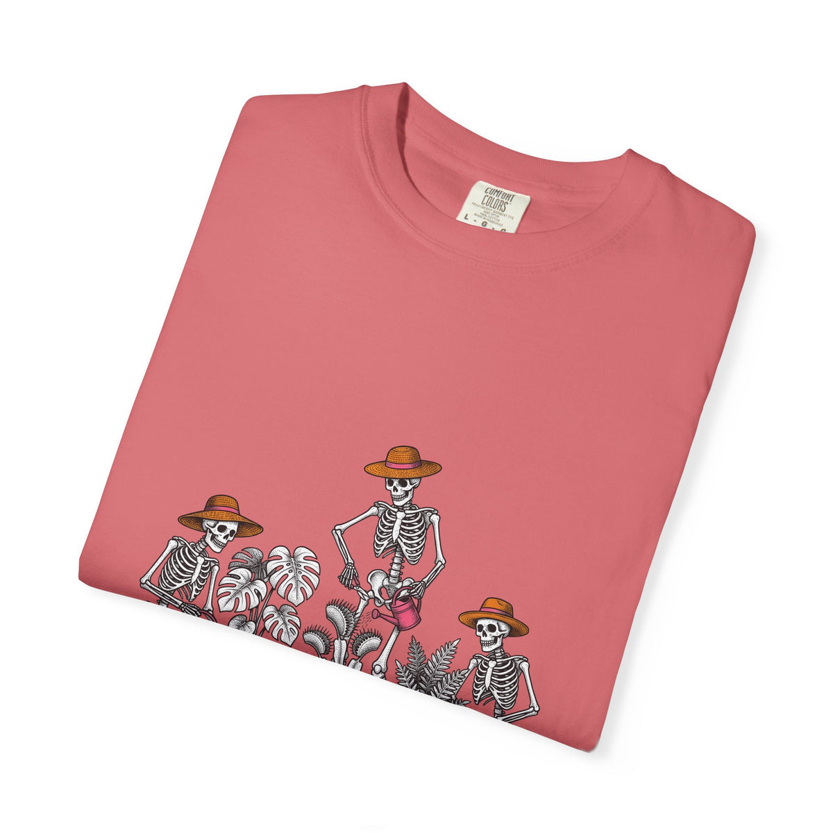 Skull Gardener Halloween Plants Gift Sketch Skeleton Horror Fan Drawing Floral Retro Potted Plants T-Shirt