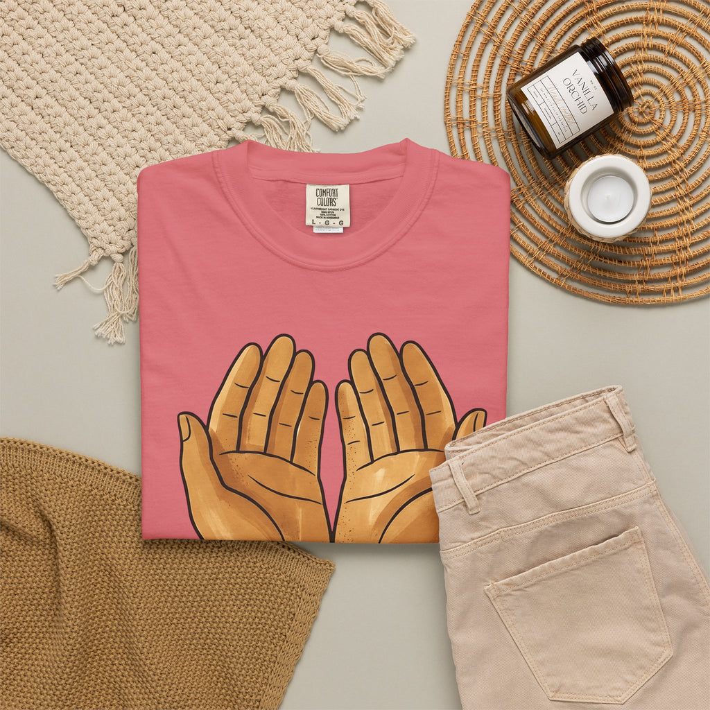 Open Palms T-Shirt Support Thanks Gift Women Sketch T-Shirt Hands T-Shirt Caregiver Enthusiast Drawing Illustration Gratitude Graphic Simple