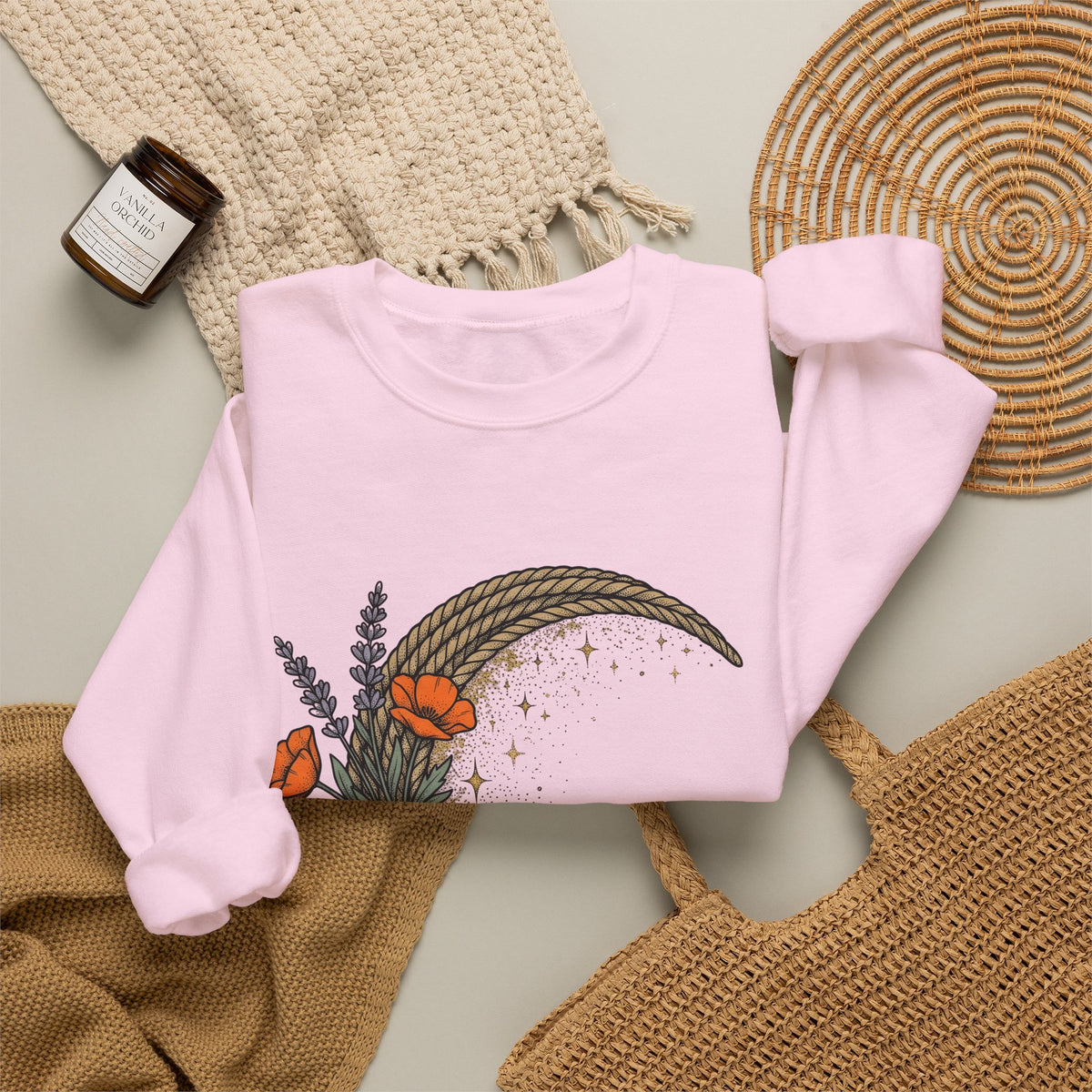 Rope Moon Sweatshirt Cowgirl Western Gift Women Boho Sweatshirt Lunar Sweatshirt Rodeo Fan Hippie Sweatshirt Country Graphic Vintage Wildflowers Sweatshirt