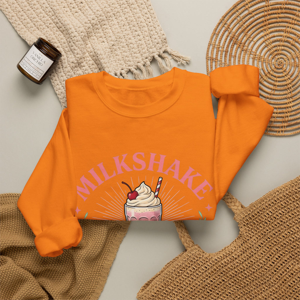 Milkshake Illustration Sweatshirt Desserts Cafe Gift Women Antique Sweatshirt Shake Sweatshirt Dessert Fan Retro Sweatshirt Coffee Graphic Vintage-Inspired