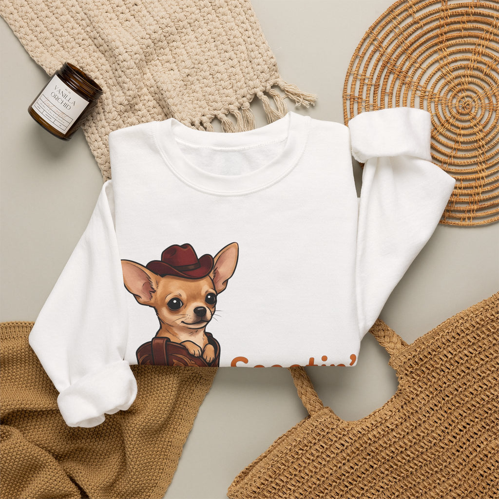Chihuahua Cowboy Sweatshirt Dog Country Gift Women Hand Drawn Sweatshirt Puppy Sweatshirt Dog Fan Illustrated Sweatshirt Country Graphic Rustic Cowboy Boot
