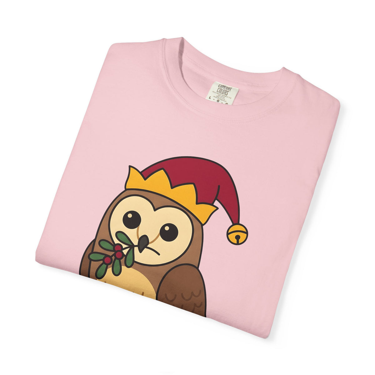 Owl Print T-Shirt Christmas Fauna Gift Women Playful T-Shirt Owl T-Shirt Christmas Fan Hoot Graphic Wildlife Illustration Fun Pine T-Shirt