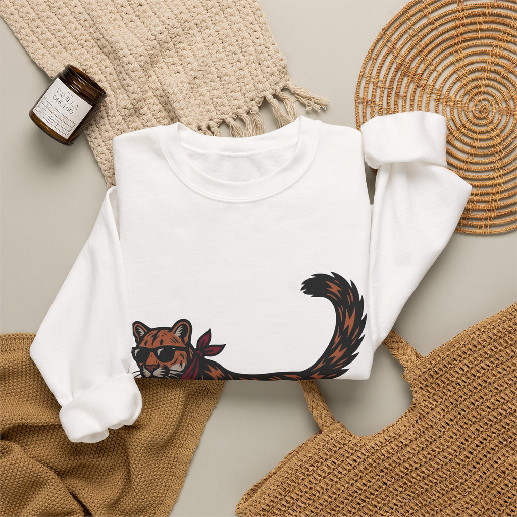 Pussycat Kerchief Sweatshirt Cowgirl Creatures Gift Women Striking Sweatshirt Cat Bandana Sweatshirt Rodeo Fan Vintage Graphic Sweatshirt Nostalgic Eyewear