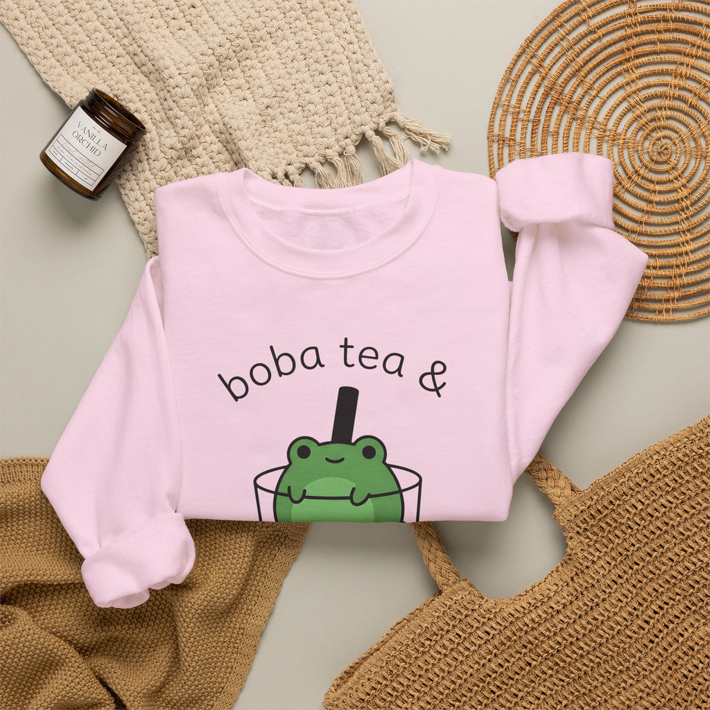 Frog Boba Drink Sweatshirt Drinks Creatures Gift Women Sweet Sweatshirt Boba Sweatshirt Beverage Fan Toad Graphic Sleek Bubble Tea Sweatshirt