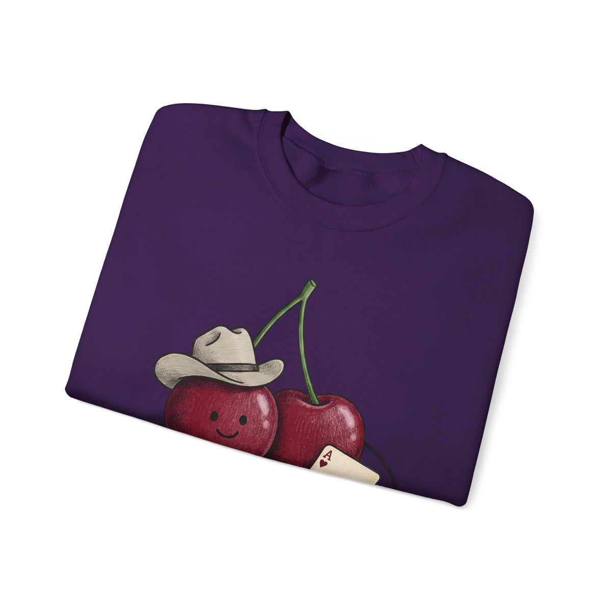 Cherry Western Sweatshirt Cowgirl Harvest Gift Women Playful Sweatshirt Western Wear Sweatshirt Rodeo Fan Whimsical Sweatshirt Autumn Graphic Doodle Poker Card
