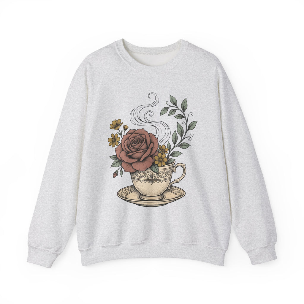 Floral Teacup Sweatshirt Moms Tea Gift Women Botanical Sweatshirt Teacup Sweatshirt Mother Fan Herbaceous Sweatshirt Tea Graphic Vintage Rose Sweatshirt